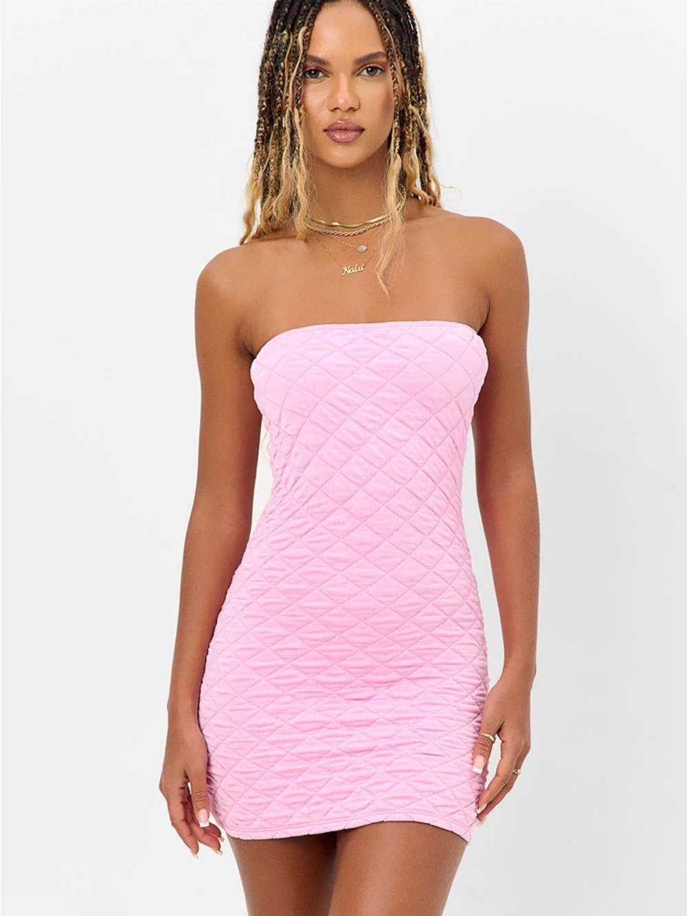 Frankie’s Bikinis Taylor Strapless Tube Dress Baby Pink XL